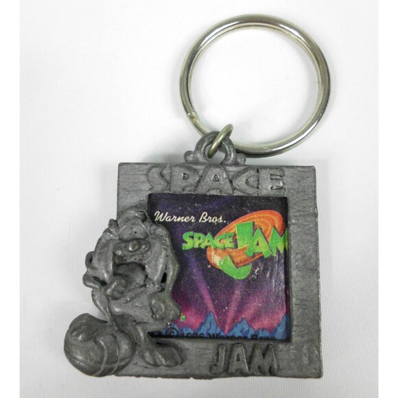 Vintage Space Jam Taz Key Ring Keychain Metal Tasmanian Devil 1996 - Picture 1 of 3